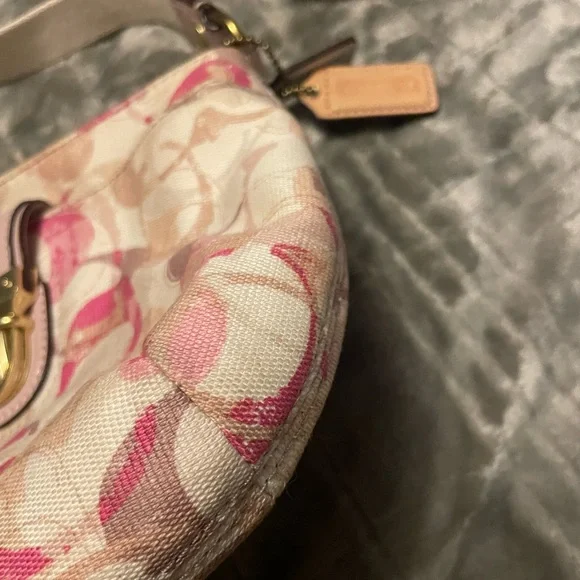Coach Pink and Tan Canvas Crossbody with Gold-Tone Clasp - Picture 4 of 13